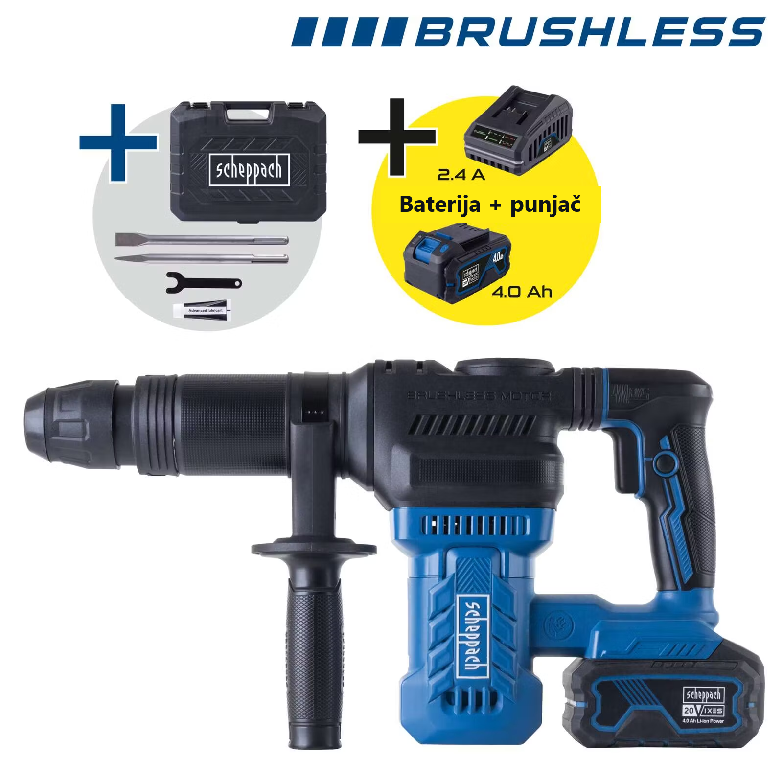 Aku čekić za štemovanje SDS-Max BC-AB1500-X SET L 20V IXES Scheppach