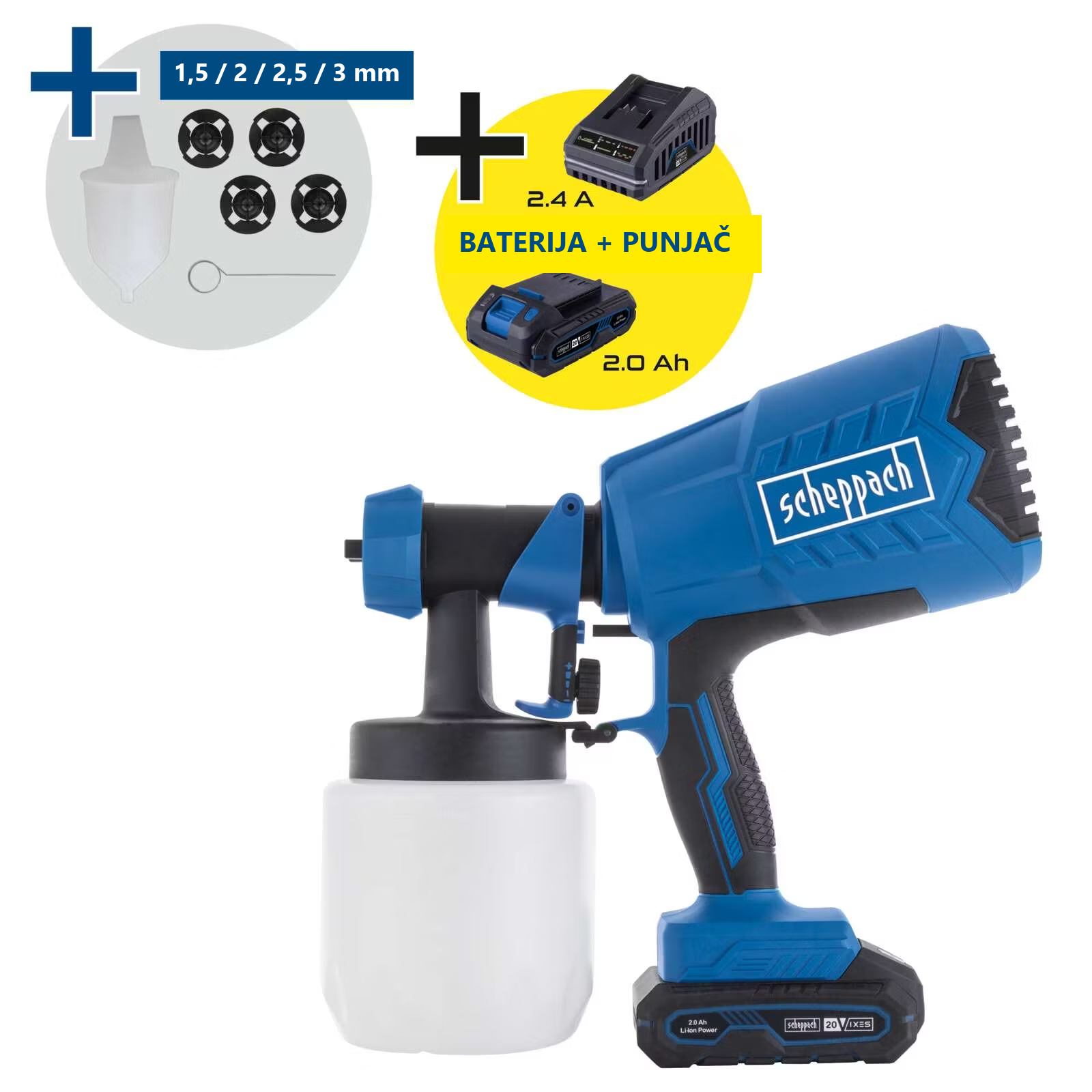 Aku pištolj za farbanje HVLP C-APS700-X SET S 20V IXES Scheppach